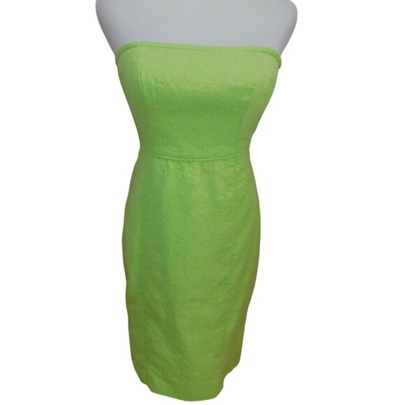 SALE J. Crew Strapless Lime Green Cotton Dress Size 00 Fitted Silhouette - Picture 1 of 8